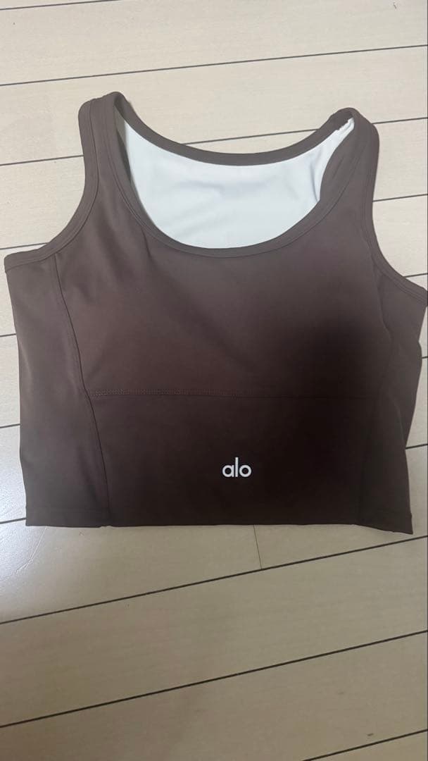 alo ブラウン ヨガウェア セット 上M下L
