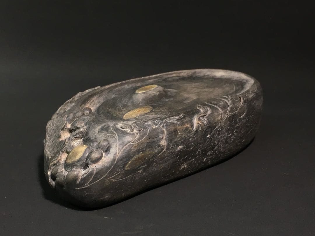 旧蔵 天然　骨董品 端硯 在銘　書道用文房具　文房珍品　アンティーク