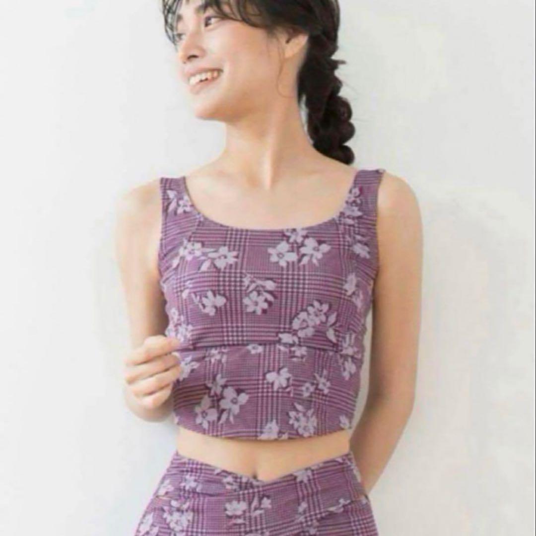 【上下セット】SUKALA チェックビスチェブラトップ&クロスレギンス Mサイズ