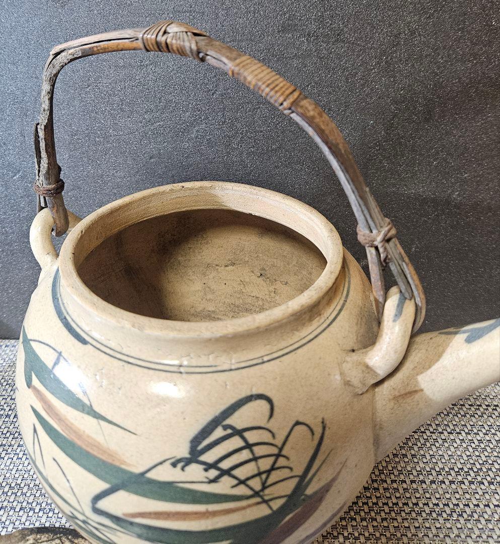 【時代古作品❗】益子焼　皆川マス 絵付け 色絵　山水図　土瓶　急須　益子民芸