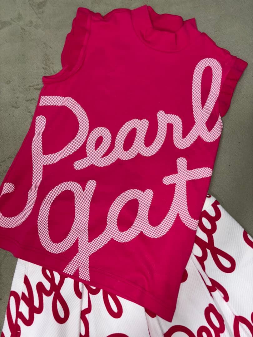 （はるれん）パーリーゲイツ 、筆記体ロゴグラフィック柄、セットアップ