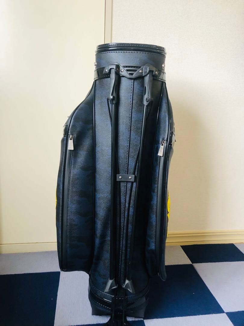 GMA キャディバッグ 黒/黄色 スタンド付き