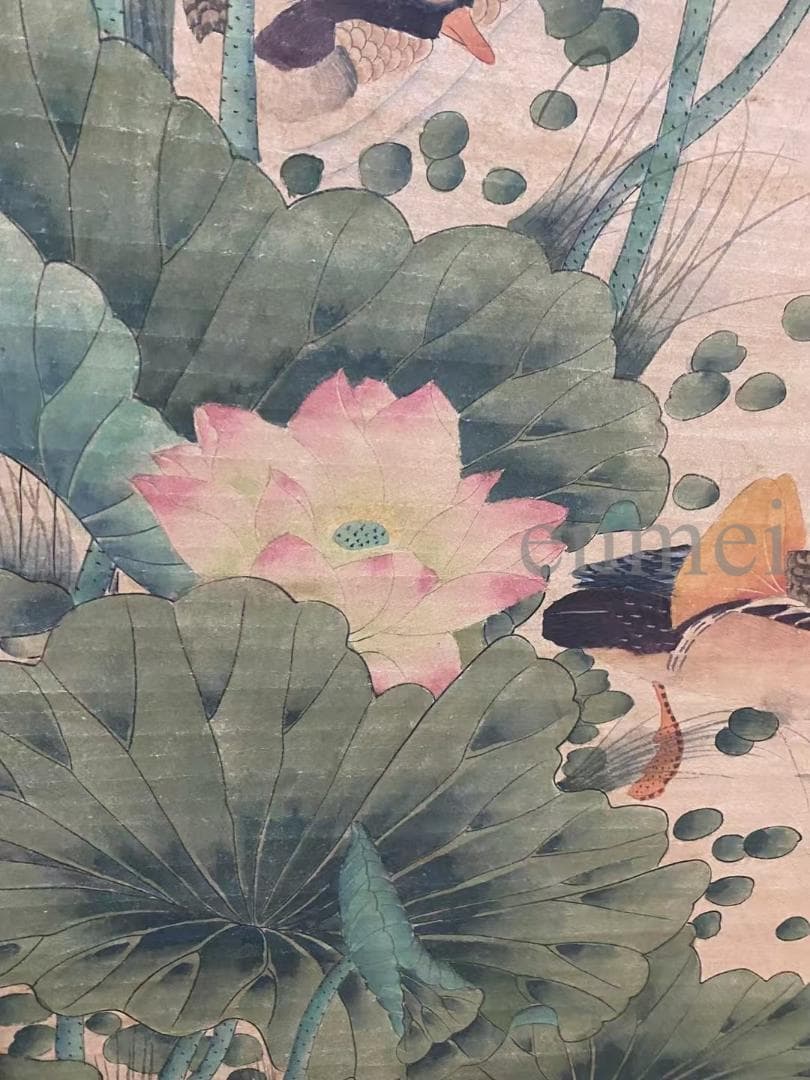 中国古美術・旧藏・五代風・徐熙款・花鳥図・手描き中堂画・掛軸・宣紙・書画・骨董