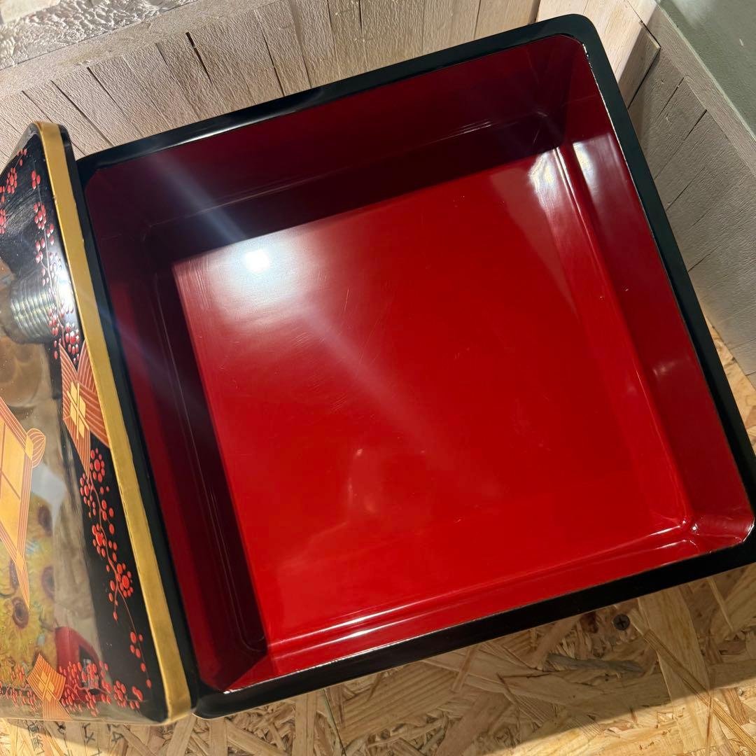 ヴィンテージ♡秀衡塗 2段重箱 黒×金×朱の華やかデザイン お正月 おせち♡