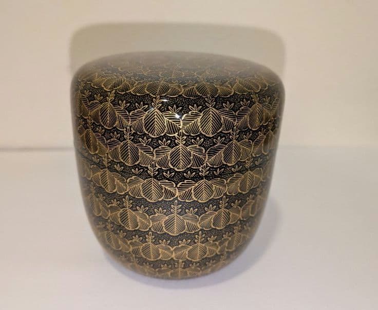 『沈金桐』前志芸男　輪島塗　沈金　桐 中棗　茶道具　茶器　的々斉　永田宗伴書付