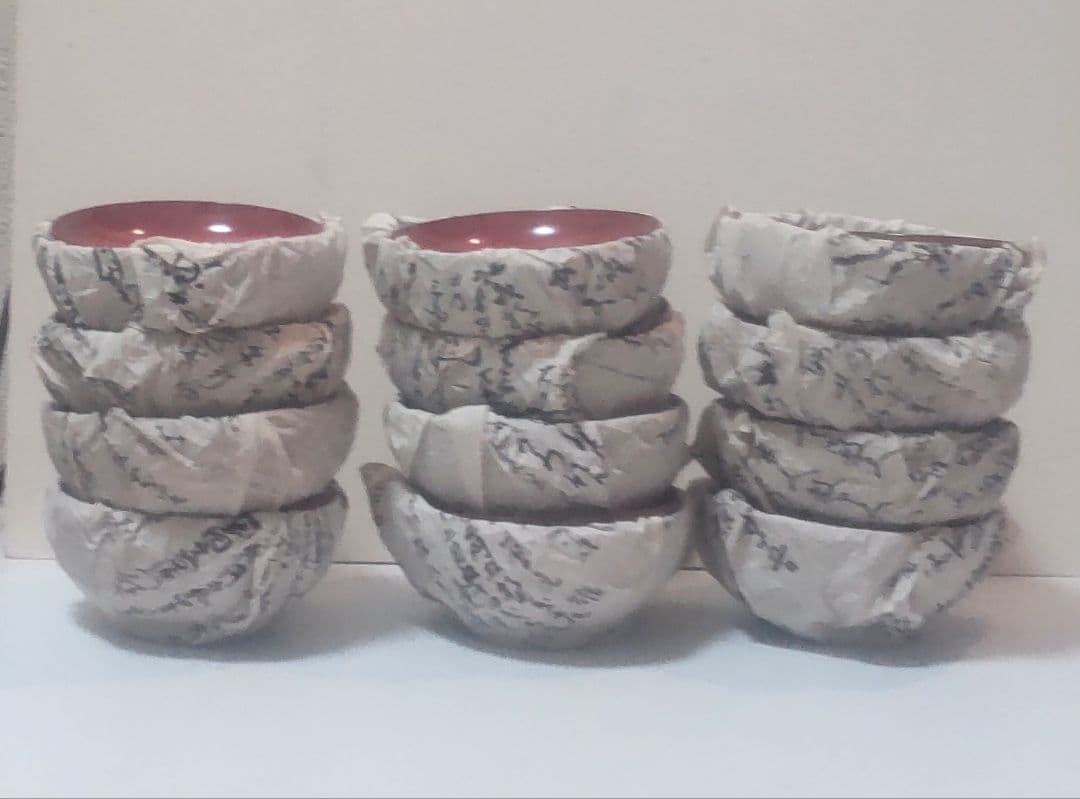 明治31年赤漆金彩椀 箱書付き/Meiji 1898 Lacquer Bowls