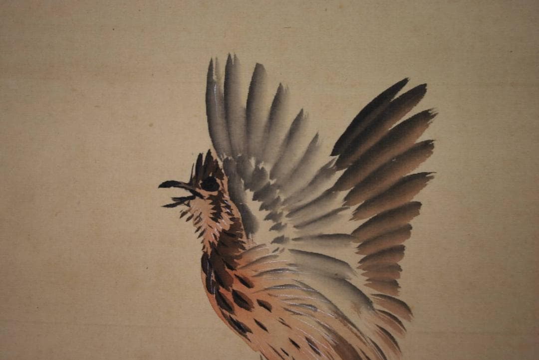 【真作】小林呉橋/青麦に雲雀図/掛軸/名家伝来/S‐161