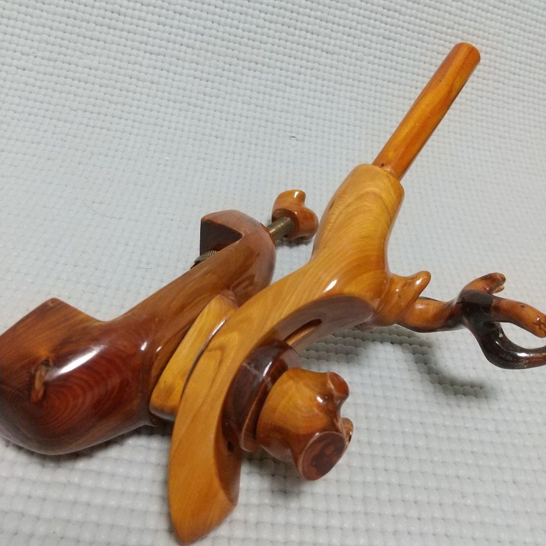 有働印〈19cm弓型万力＆竿枕〉初期？檜葉？ 一部補修 NCNR