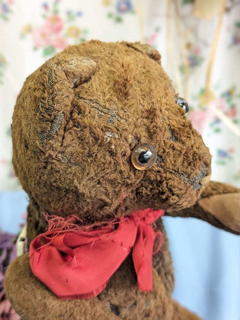 フランス アンティーク テディベア 34cm 1950年代 パッチワークあり