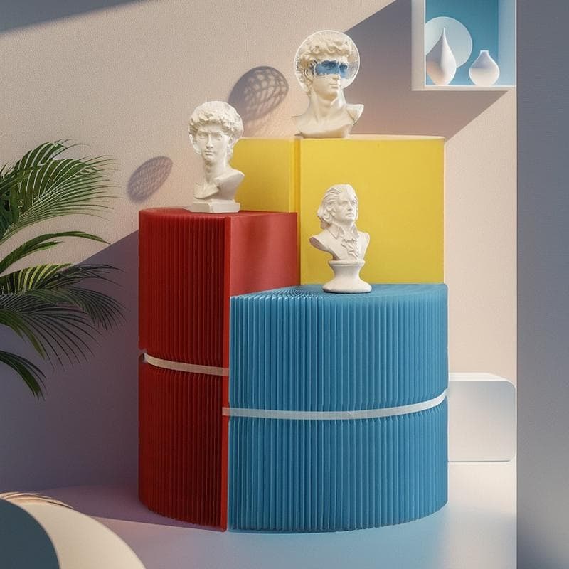 三色組み合わせ階段円柱型ディスプレイ台 直径60cm高さ78㎝ 陳列台 展示会