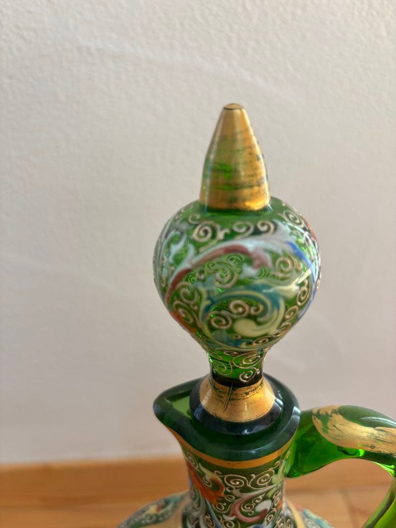 MOSER モーゼル　美しいガラス製ピッチャー 緑　金彩