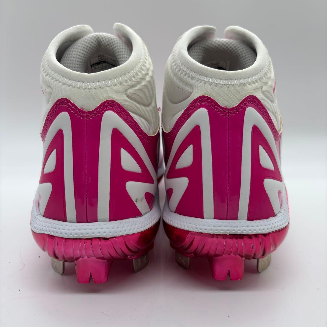 アンダーアーマー 野球 スパイク ピンク ホワイト 27㎝ ミドルカット 金具