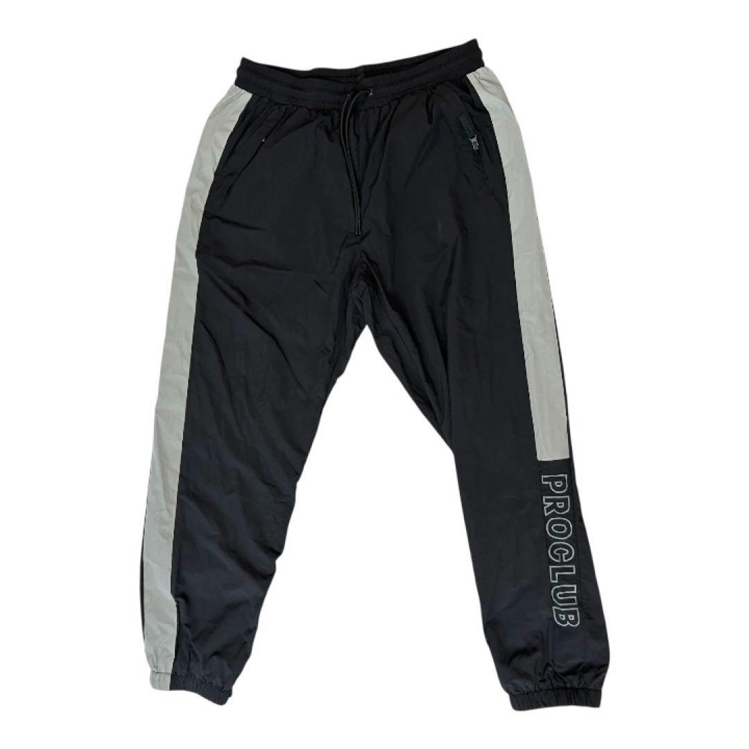PRO CLUB プロクラブ ナイロンパンツ トラックパンツ XL 黒 ライン