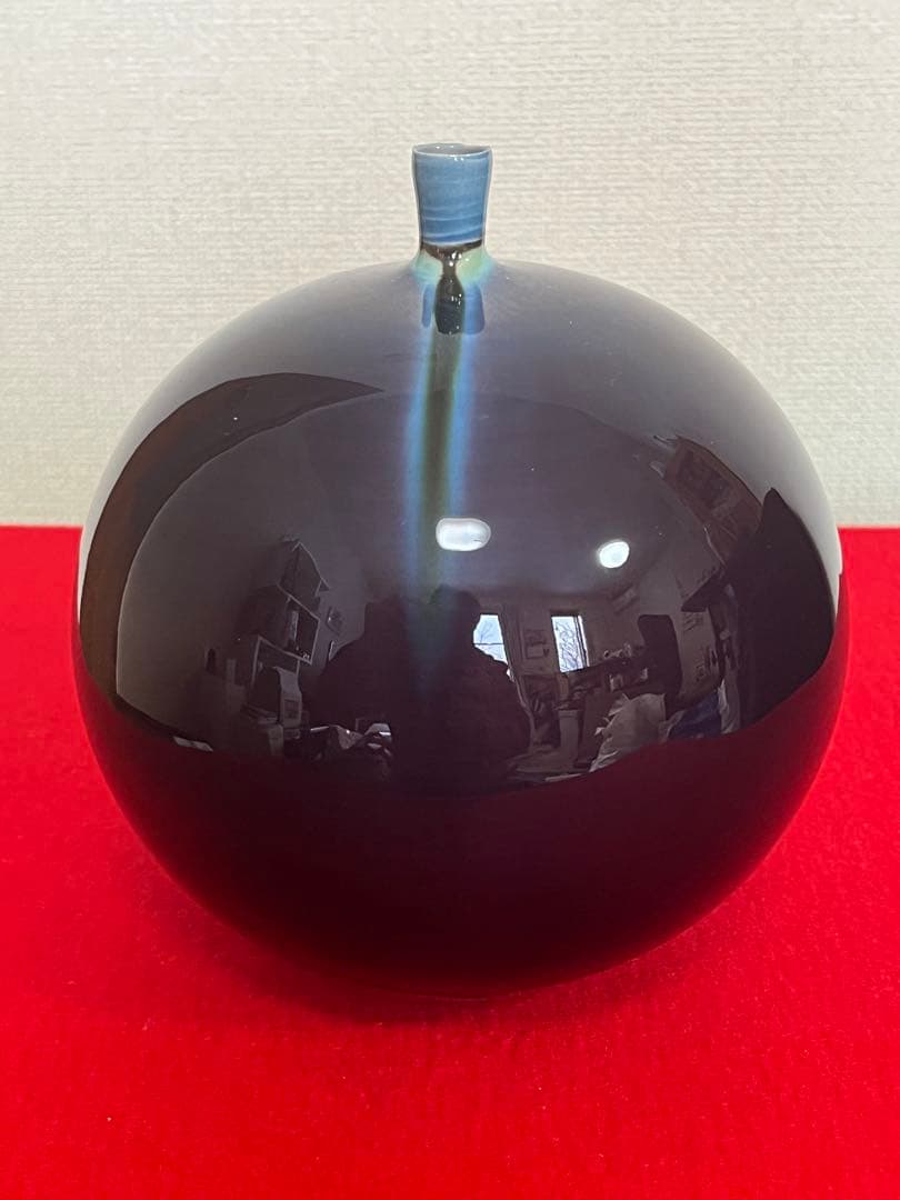 【希少】三代 人間国宝 徳田八十吉 (正彦銘)深厚耀彩 線文 壺 T302