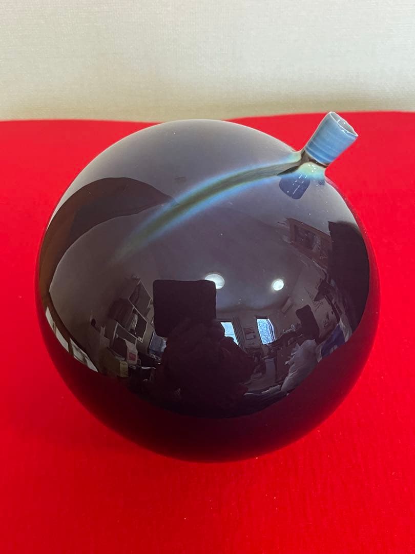 【希少】三代 人間国宝 徳田八十吉 (正彦銘)深厚耀彩 線文 壺 T302