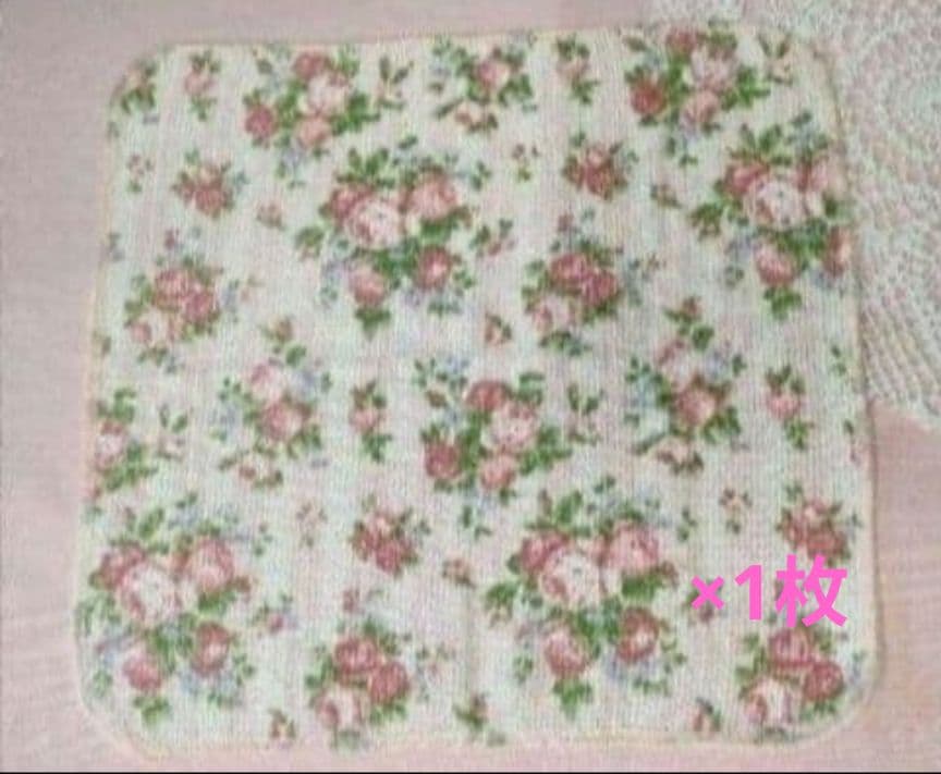 1761:ご成約予定品♥薔薇・イマン好き!　薔薇のフェイスタオル　新品・未使用