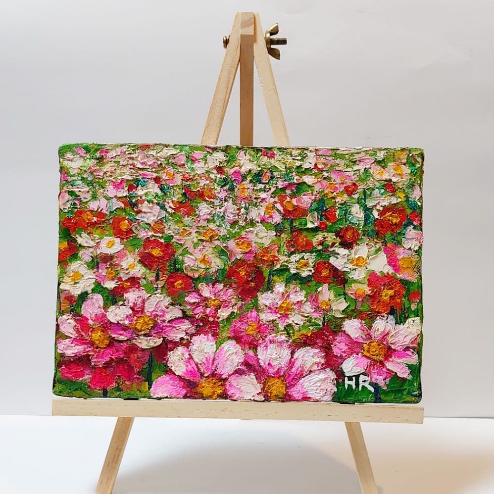 油絵 絵画 コスモス畑【SM号】