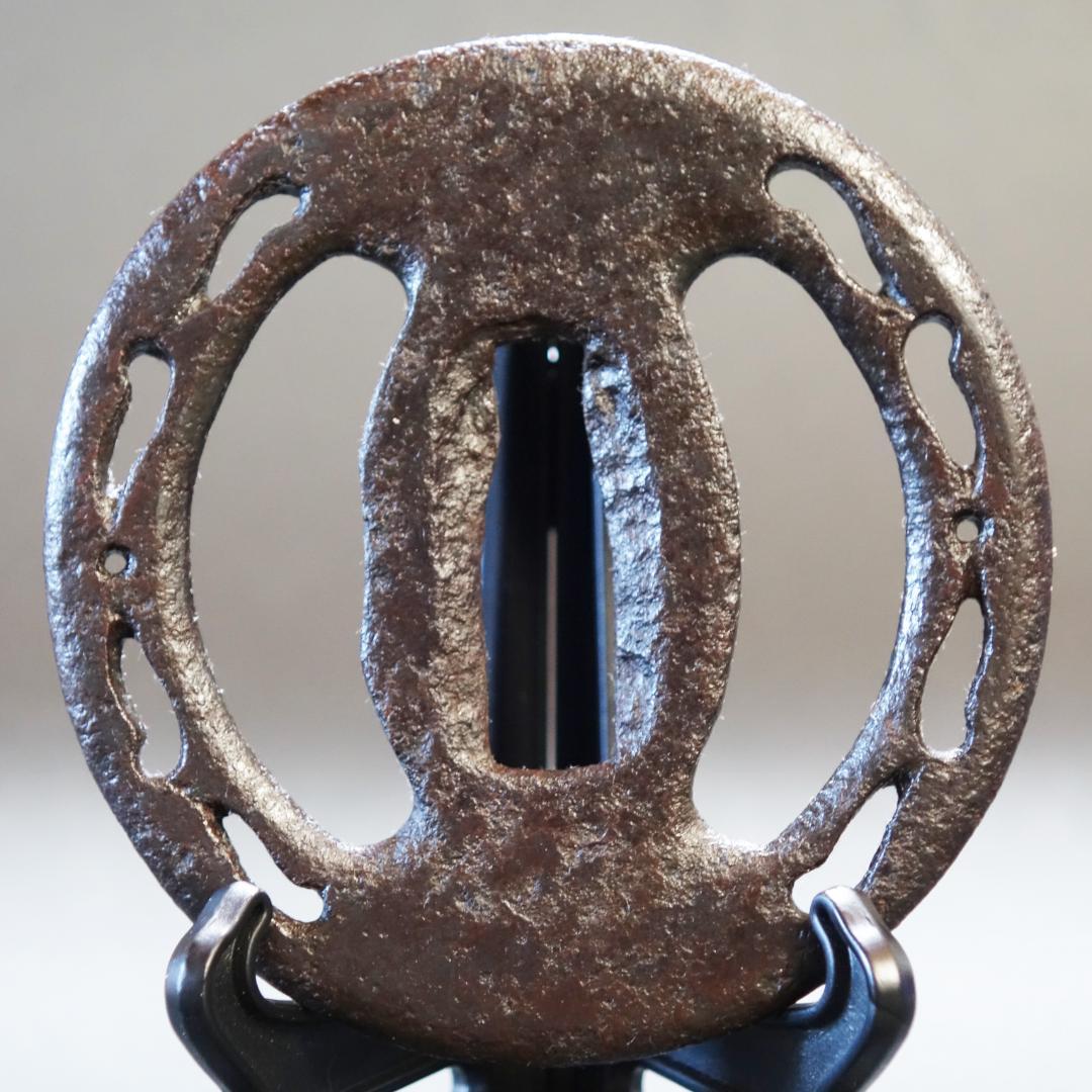 【肥後 左右海鼠透鍔】 鍔 鐔 刀装具 日本刀 江戸時代 骨董 アンティーク