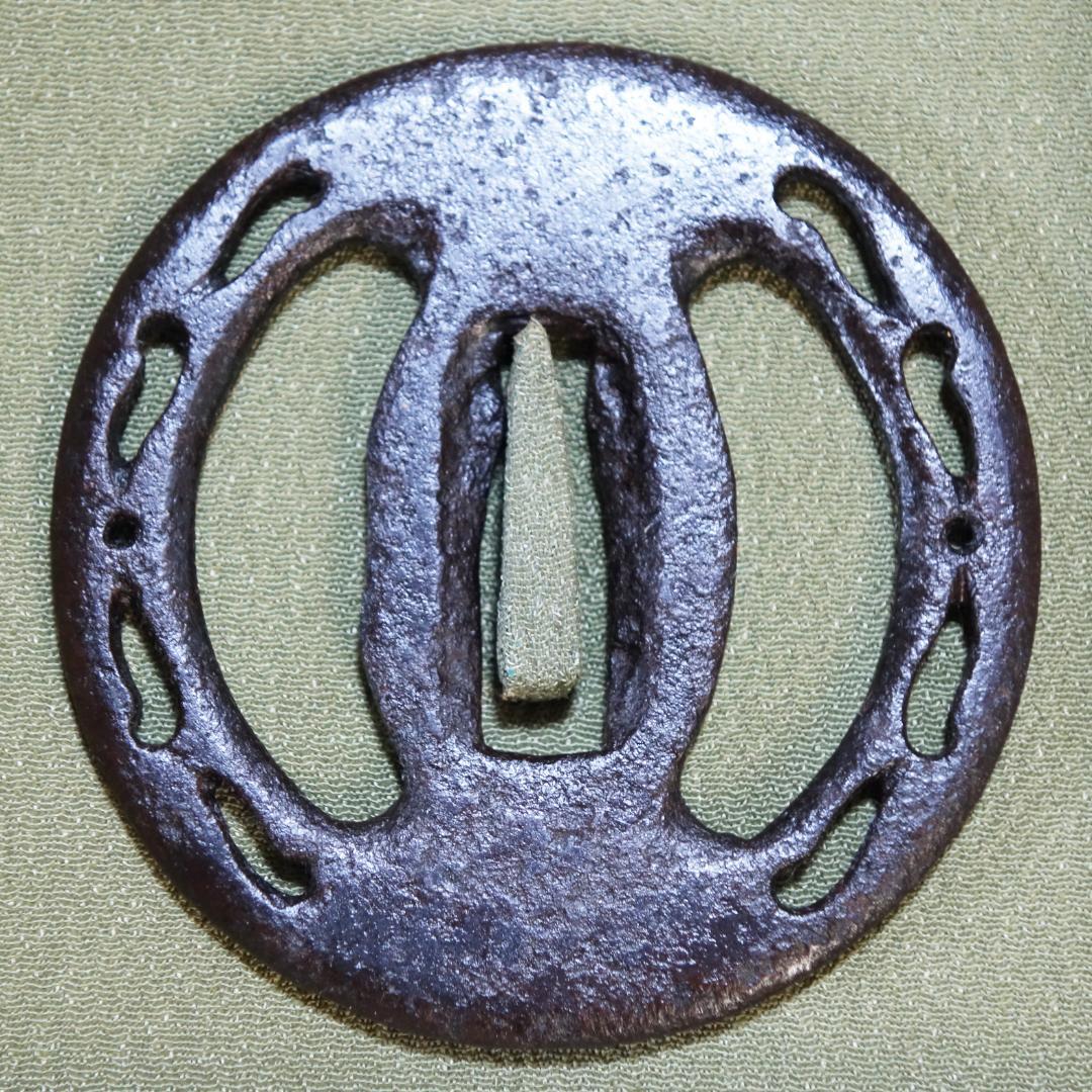 【肥後 左右海鼠透鍔】 鍔 鐔 刀装具 日本刀 江戸時代 骨董 アンティーク