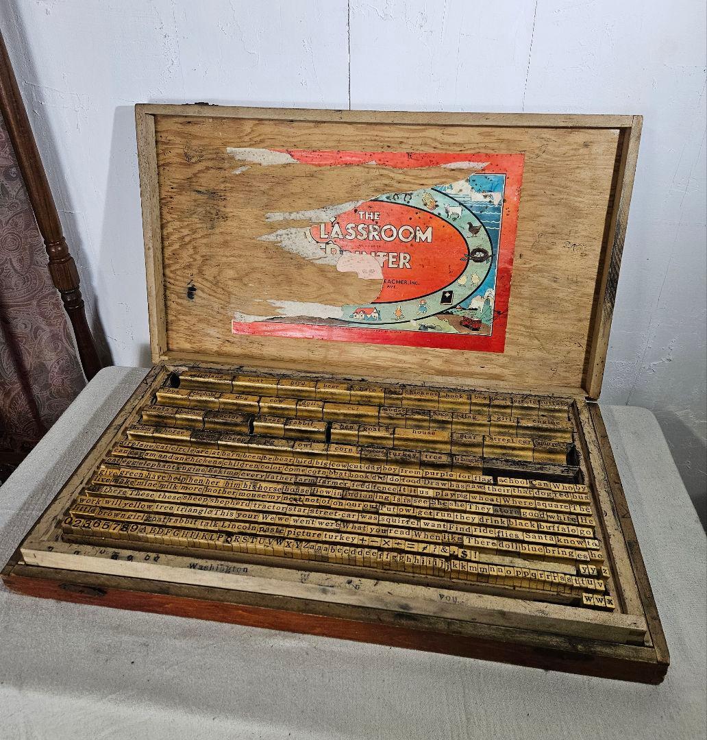 USアンティーク 1930s 印刷用のスタンプセット アルファベット 記号 数字