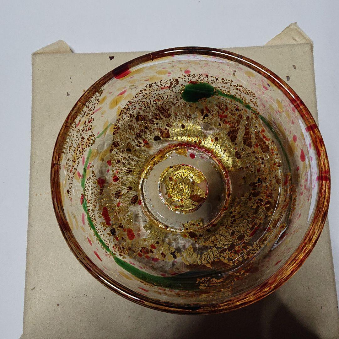 作家物カガミクリスタル各務満作硝子金粉箔抹茶茶碗