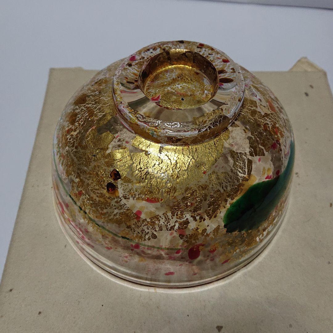 作家物カガミクリスタル各務満作硝子金粉箔抹茶茶碗