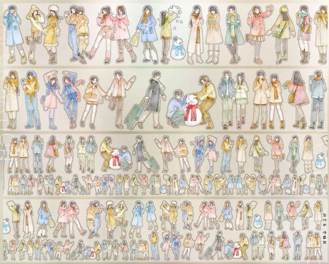 PET 冬之序 ダイカット加工 6cm×5m 海外マスキングテープ　人物