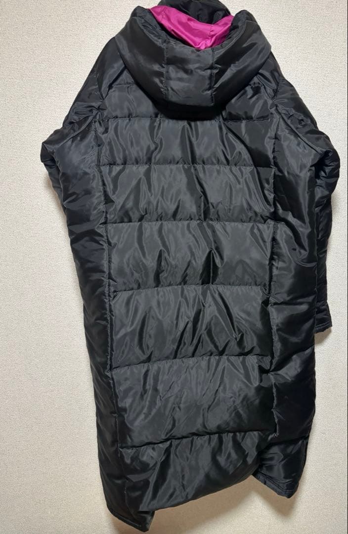 ロング丈ベンチコート ブラック/ピンク