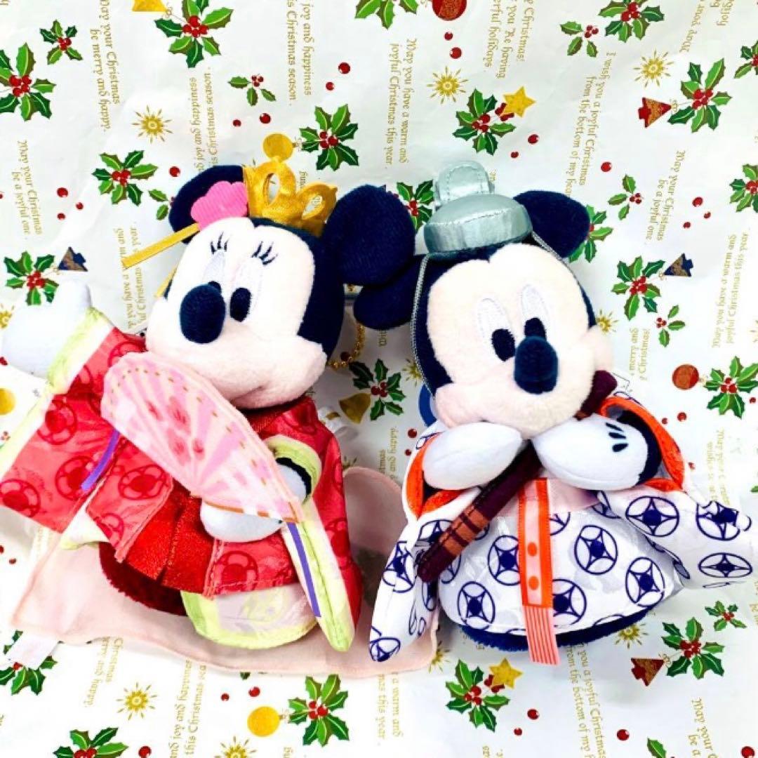 ディズニー ぬいぐるみバッジ　お正月 迎春 ミッキー　ミニー