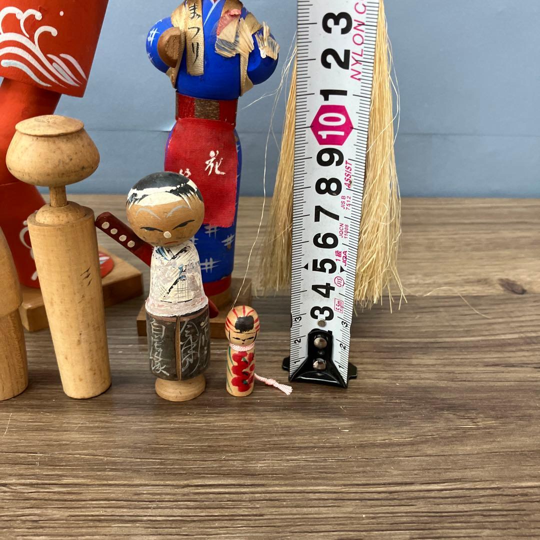 4F こけし まとめ売り 創作こけし 民芸品 木工品 11点セット アンティーク