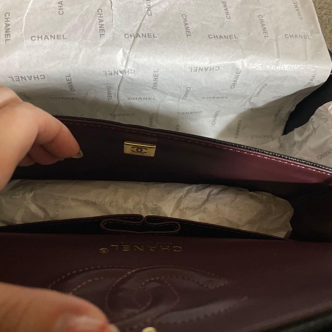 さくら様CHANEL ダブルチェーン　フラップバッグ　キャビアスキンゴールド