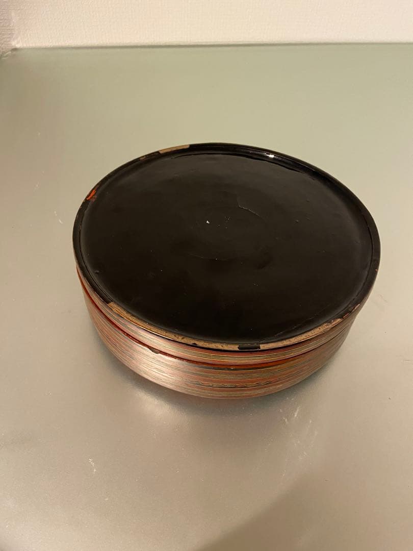 ビルマ（ミャンマー）1970年代 漆芸 重箱 手描き装飾文様 円形蓋物