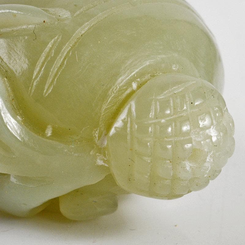 中国　玉石白玉彫刻　霊芝刻　根付　紙鎮　置物　C　R7025E