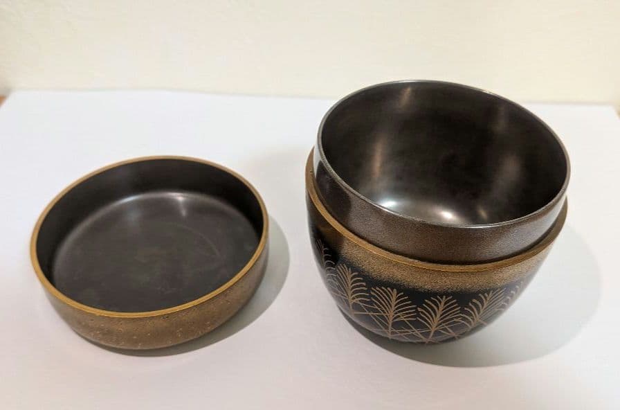 『武蔵野蒔絵』清水博章作　清博　輪島塗　棗　茶道具　茶入　茶器　富士山　内銀溜