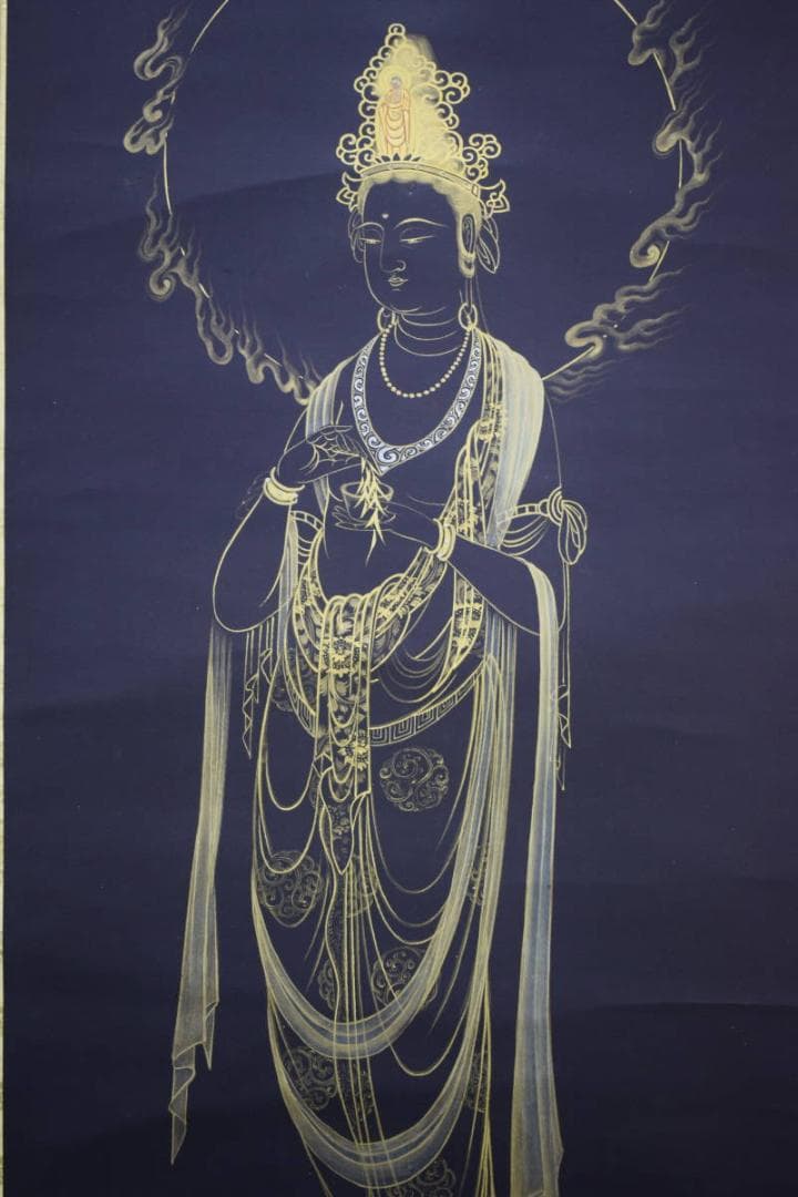 真作/市原春晃/聖観世音菩薩/聖観音/布袋屋掛軸HG-720