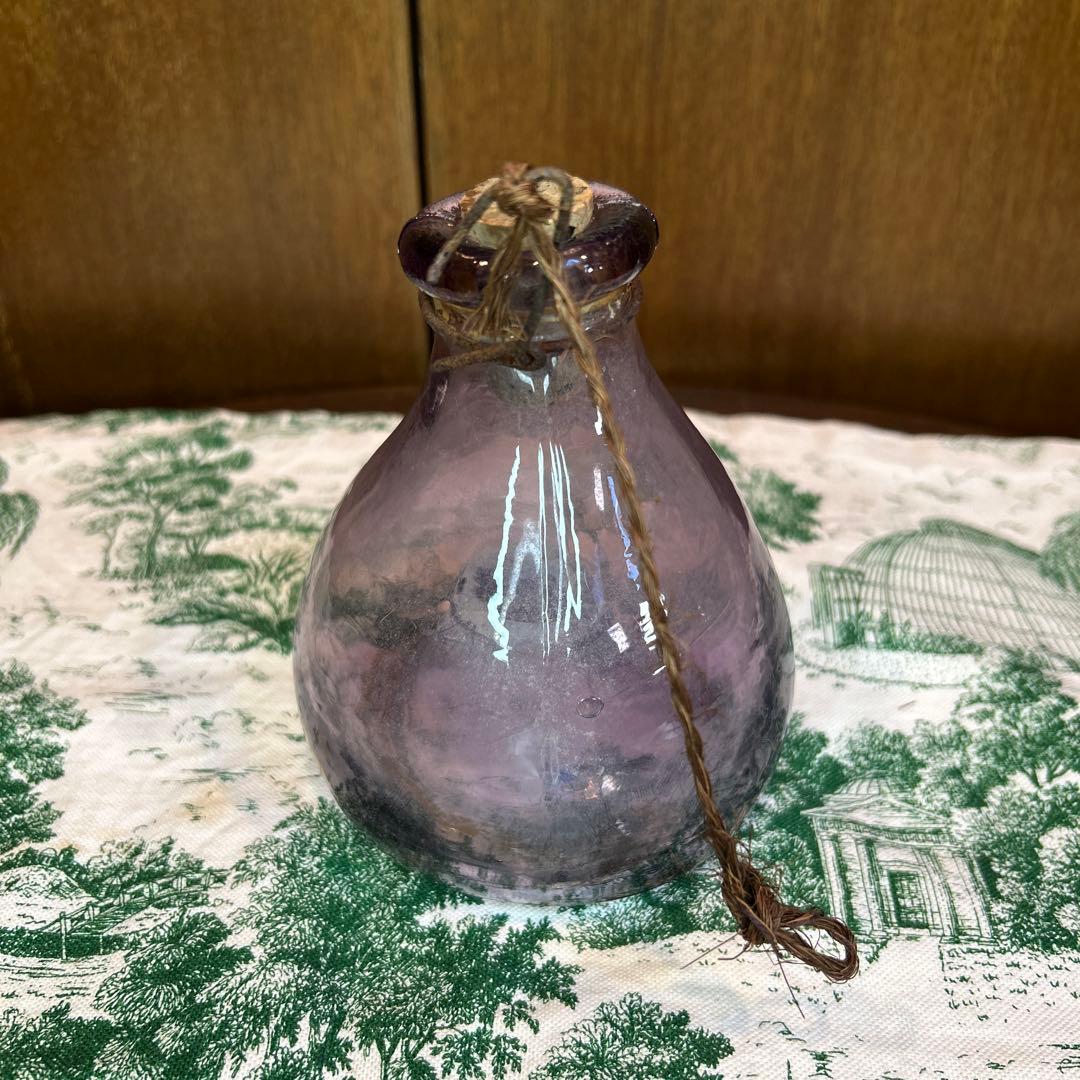 稀少ワンダーデコールイギリスアンティーク古いガラス虫取り瓶FlyTrapパープル