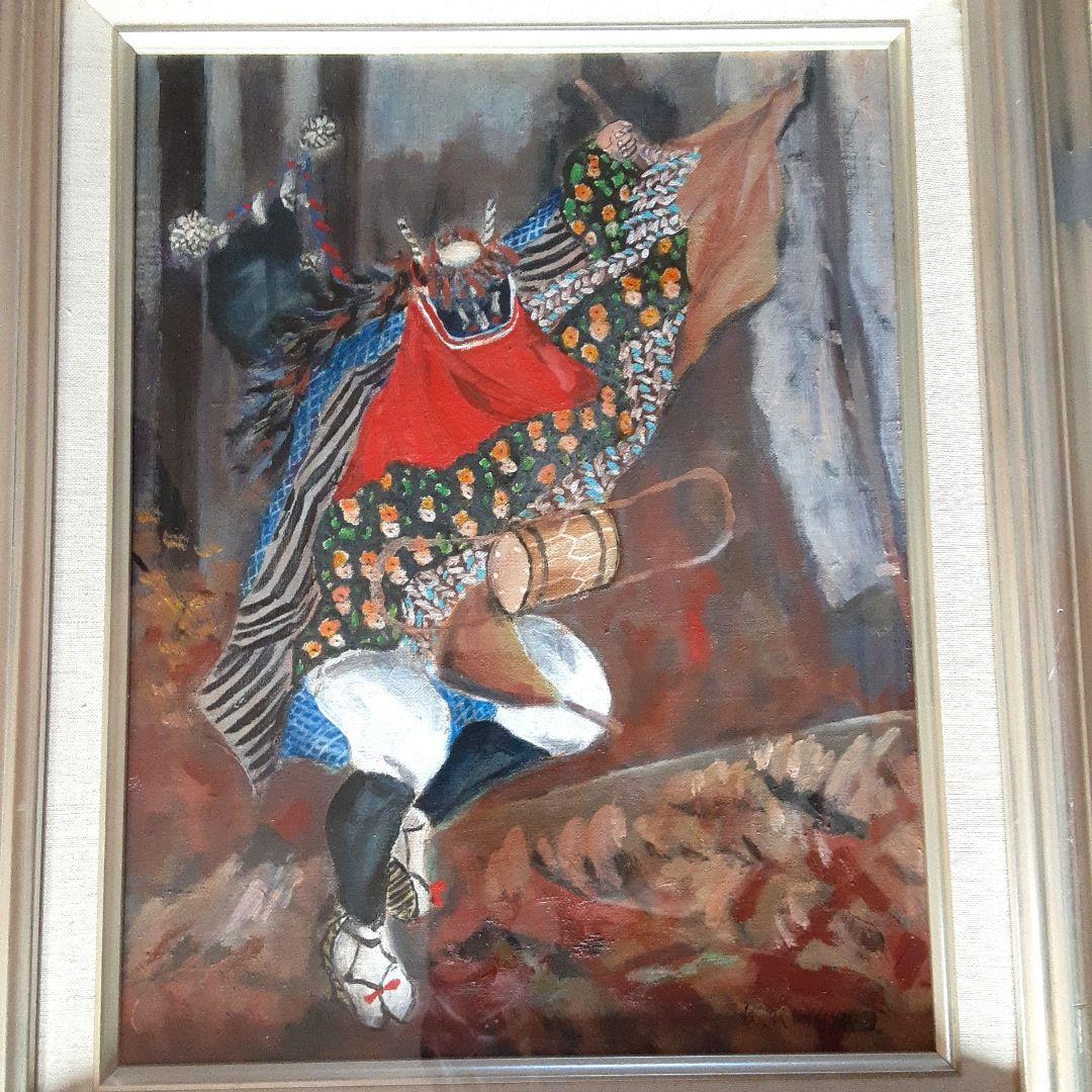 絵画　油彩　黒澤國昭　鹿子踊　ししおどり　F6号