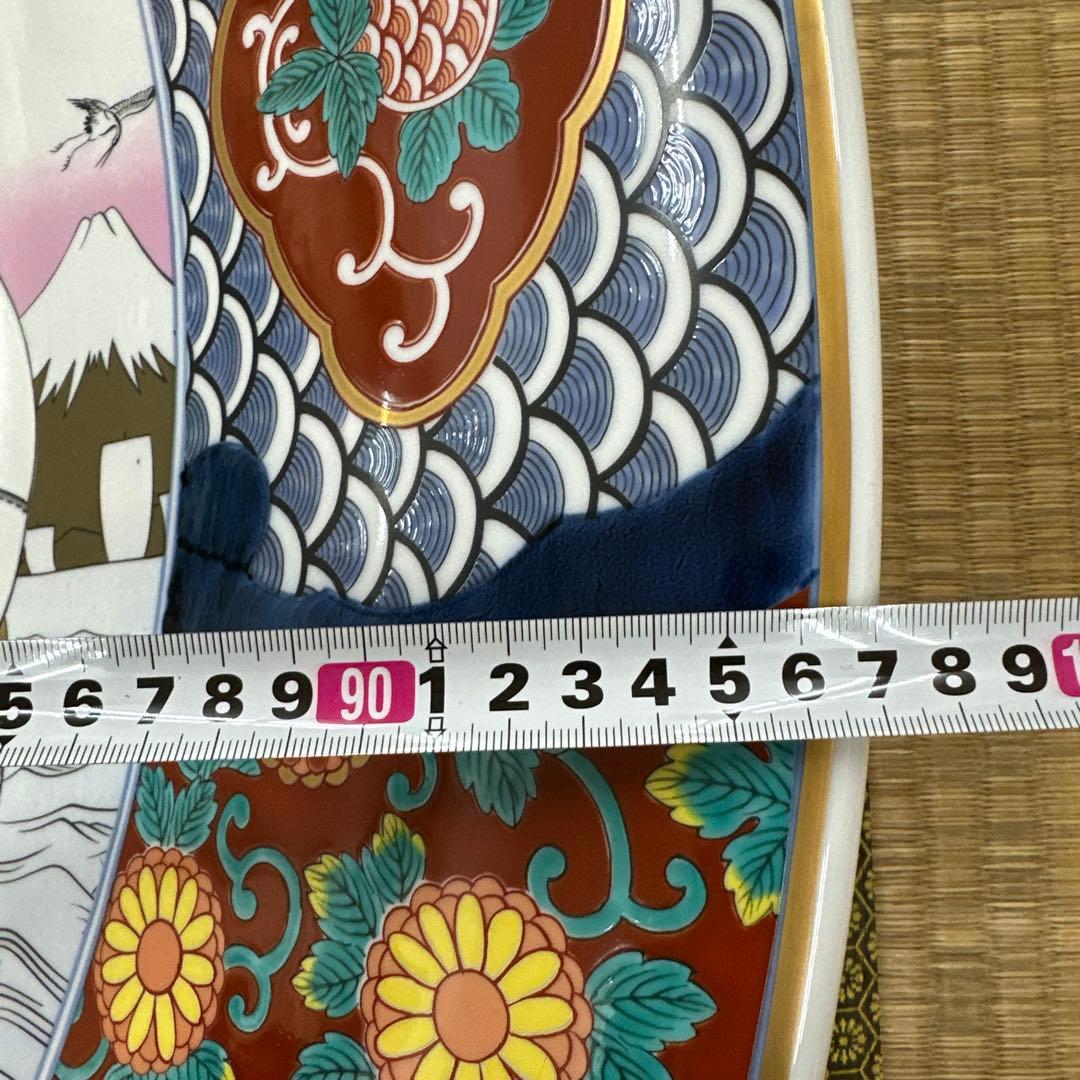 引き取り限定　神右衛門　染錦宝船絵　大皿　直径約98㎝　東な7-1220☆2F