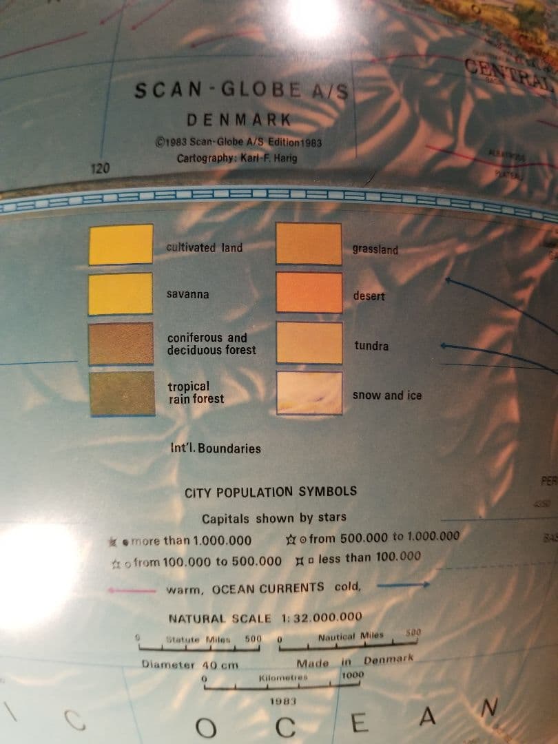 レア　北欧　デンマーク製　スキャングローブ社　木製　地球儀　ウッド　ランプ