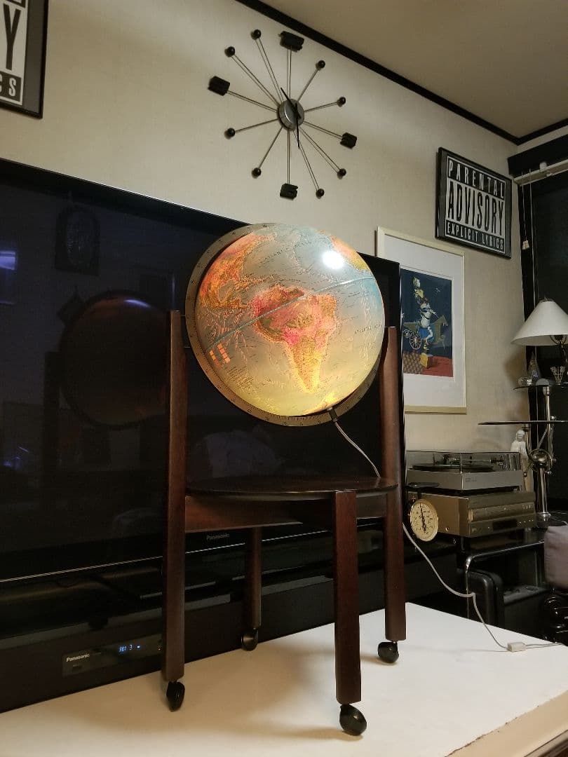 レア　北欧　デンマーク製　スキャングローブ社　木製　地球儀　ウッド　ランプ