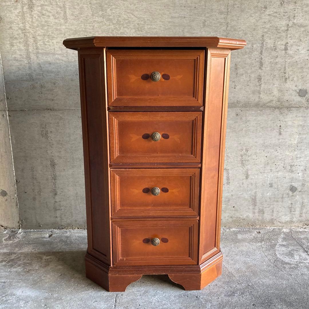 チェスト キャビネット カウンター 飾り台 置物台 木製 象嵌 家具 レトロ