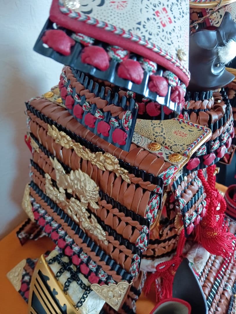 端午の節句大型サイズ全長９８センチサイズ鎌倉時代作風昭和後期鎧兜飾り置物