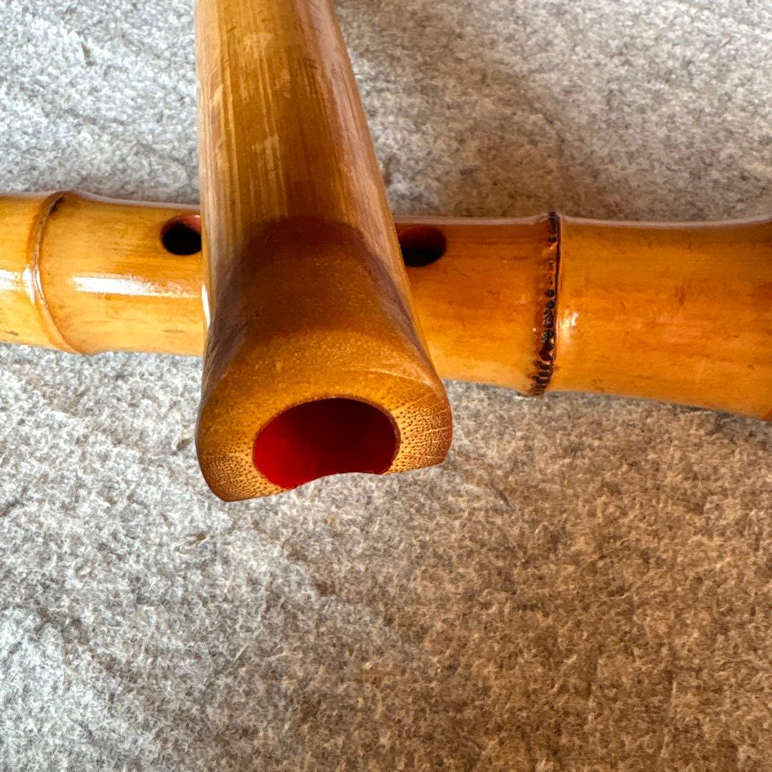 253⭐️尺八　一尺八寸管　真山銘三印歌口白金巻き