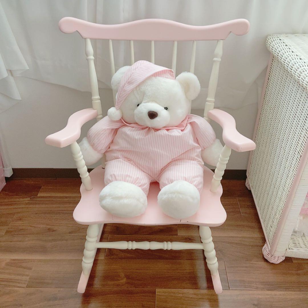 vintage ストライプパジャマのbigクマぬいぐるみ