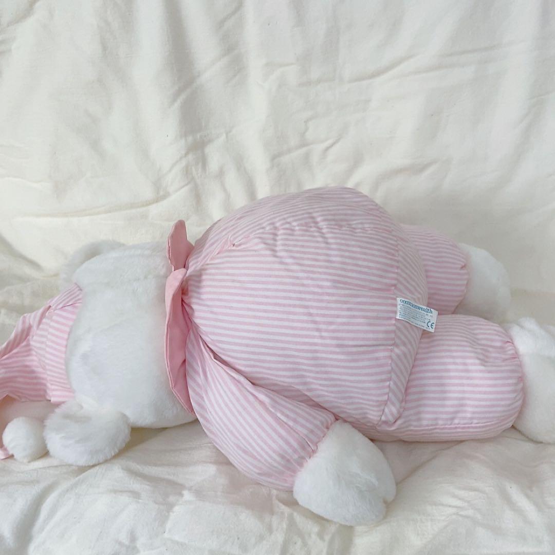 vintage ストライプパジャマのbigクマぬいぐるみ