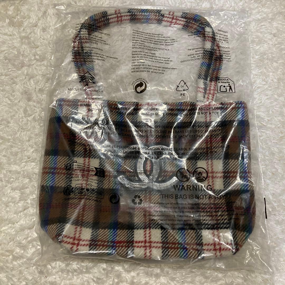 CHANEL チェックトートバッグ　スパンコール
