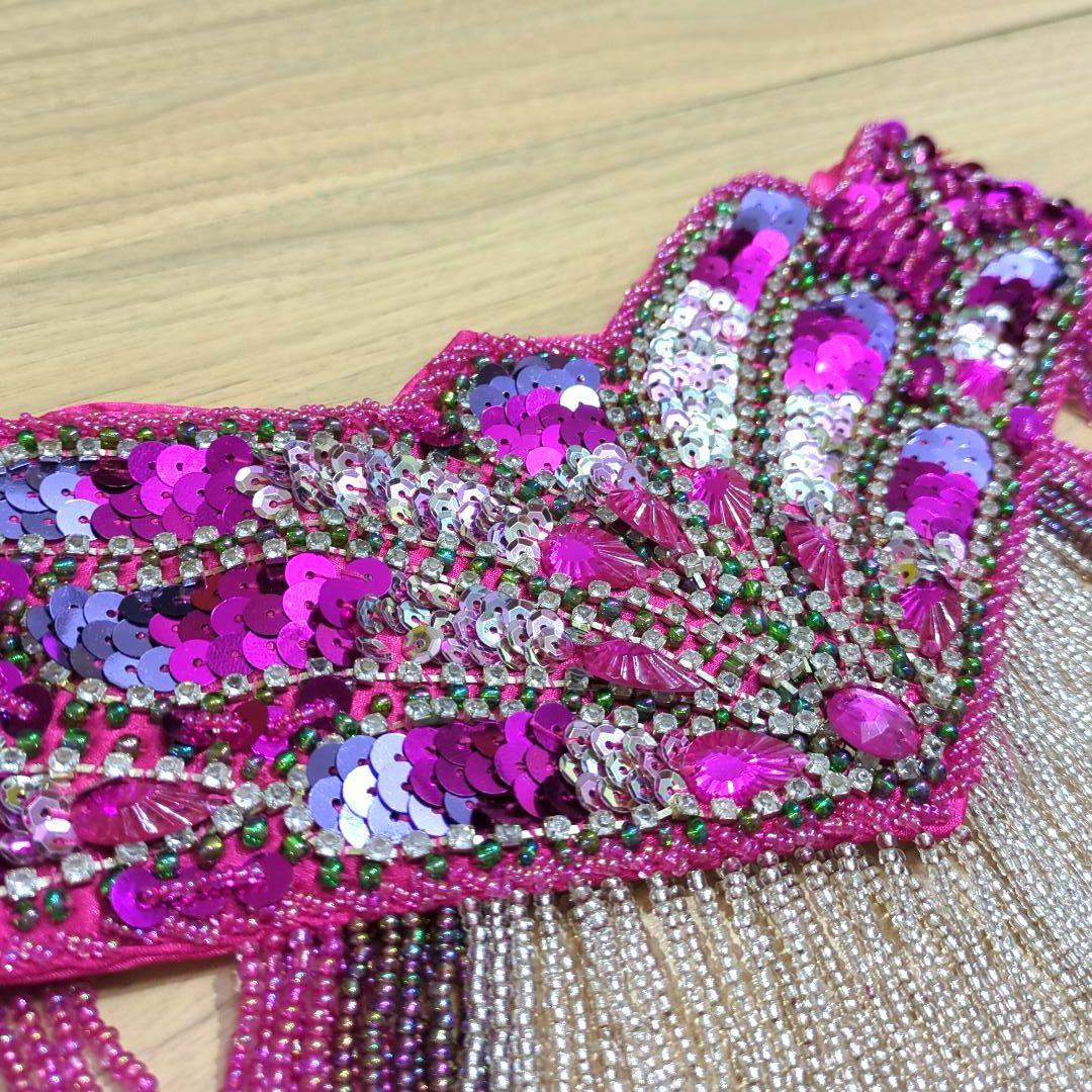 美品　ベリーダンス衣装　セットアップ　ブラベルト　ピンク