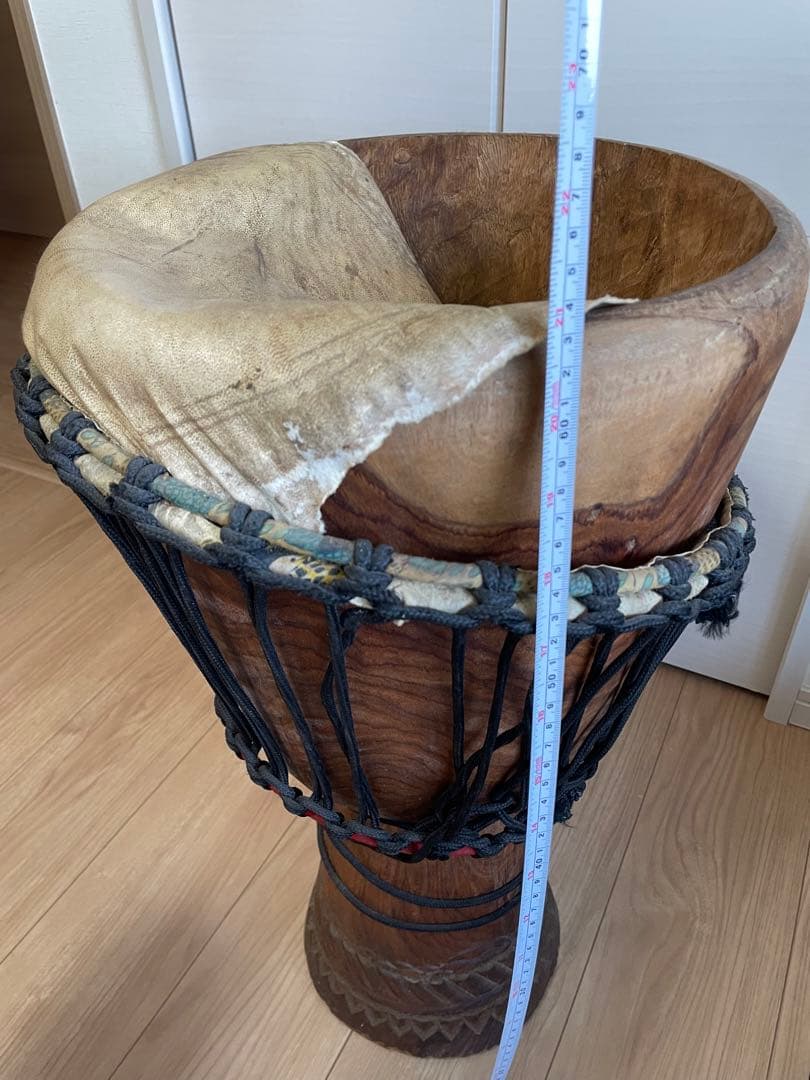 アフリカ 民族 打楽器 大型 ジャンベ 高さ63cm 打面32cm