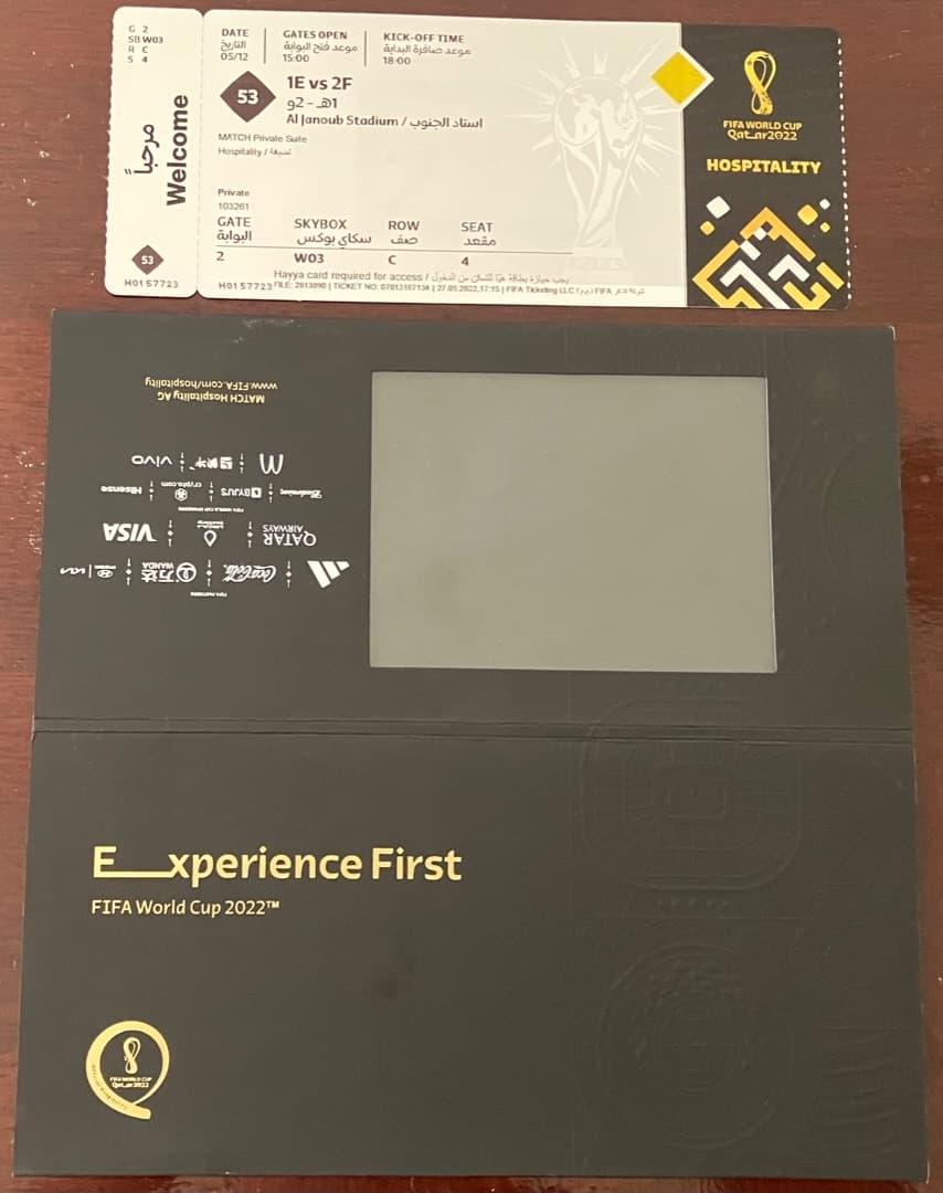 ワールドカップカタール日本vsクロアチアHOSPITLITYチケット53−３