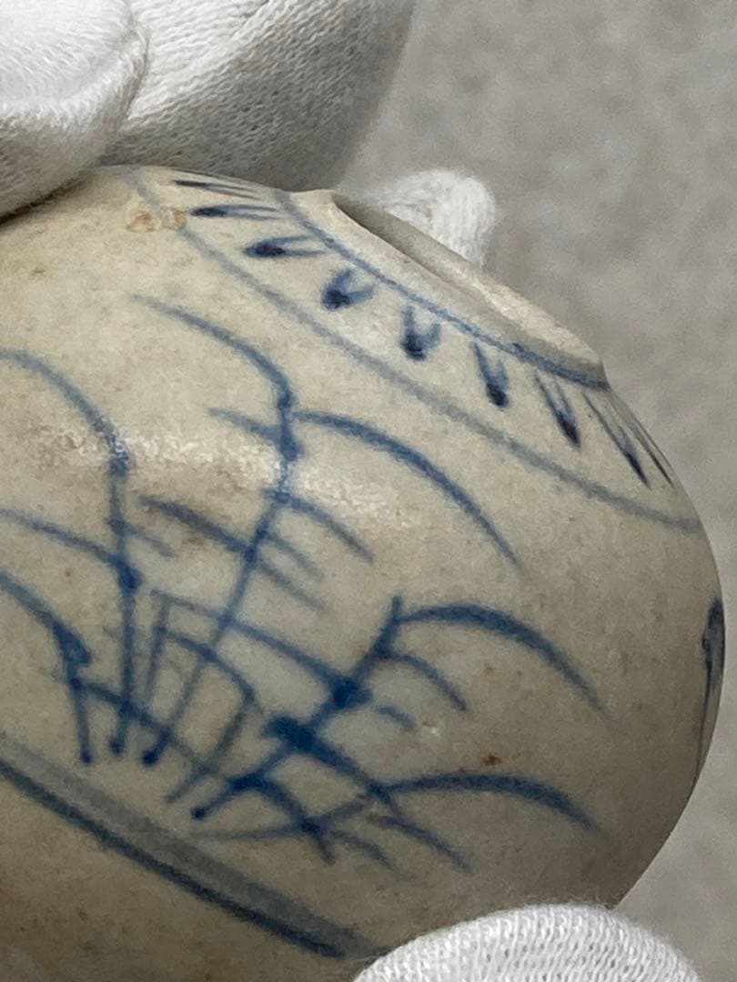 希少 15世紀～16世紀 安南染付 鳥図小壷 茶入 煎茶道具 茶道具